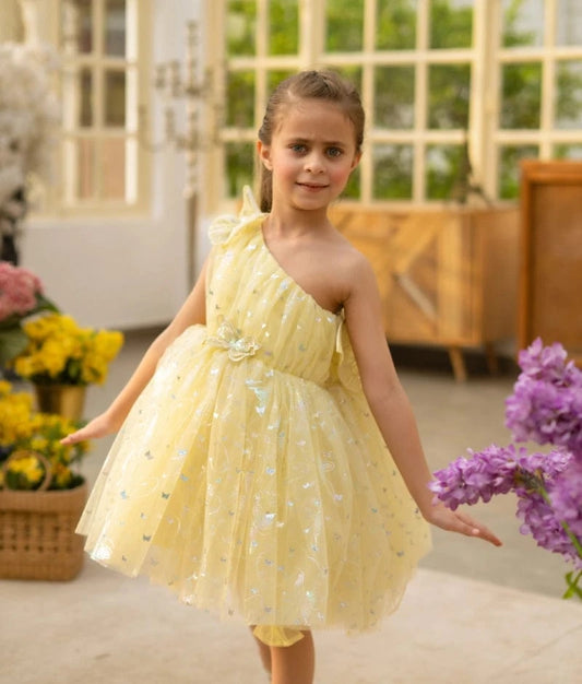 Manufactured by FAYON KIDS (Noida, U.P) Yellow Butterfly Frock