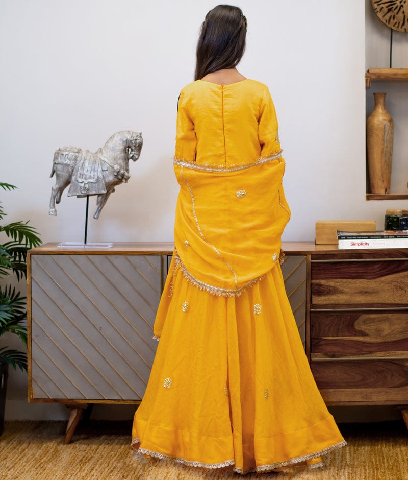 Manufactured by FAYON KIDS (Noida, U.P) Yellow Embroidered Anarkali