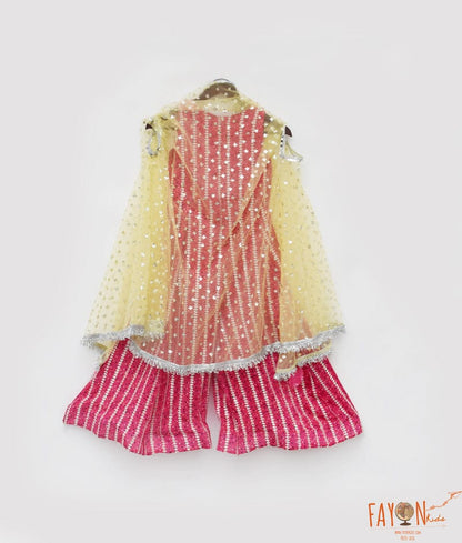 Manufactured by FAYON KIDS (Noida, U.P) Yellow Embroidered Cape with Pink Jumpsuit for Girls