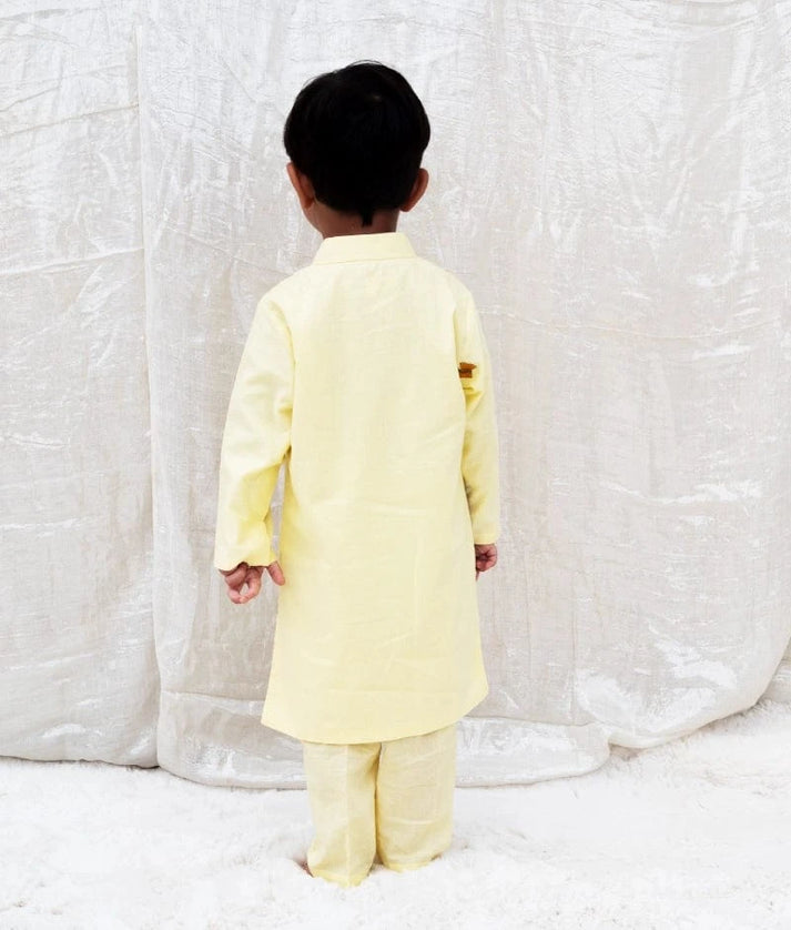 Manufactured by FAYON KIDS (Noida, U.P) Yellow Embroidered Kurta Set