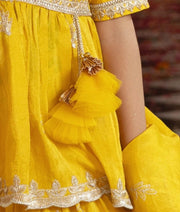 Manufactured by FAYON KIDS (Noida, U.P) Yellow Embroidered Kurti Lehenga Set