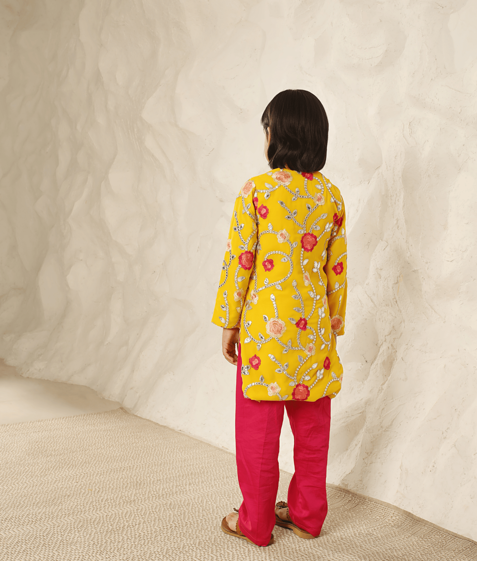 Manufactured by FAYON KIDS (Noida, U.P) Yellow Gota Embroidered Kurta with Pant for Boys
