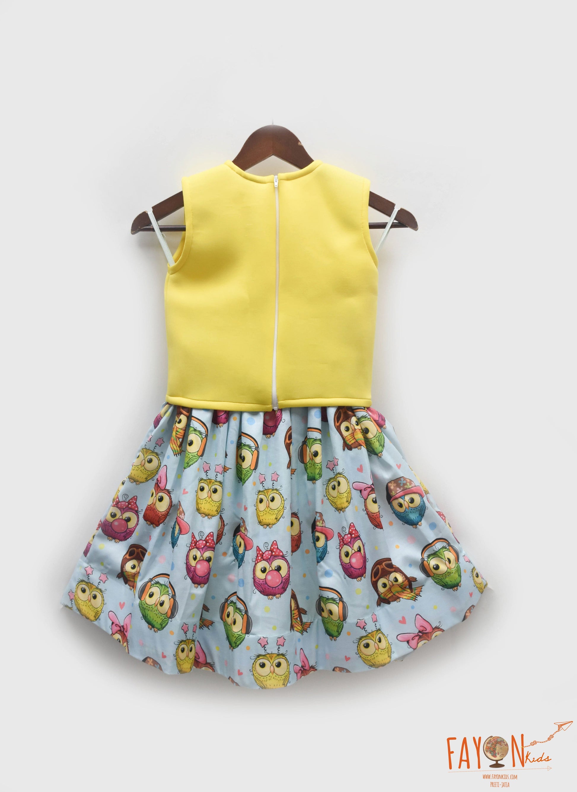Manufactured by FAYON KIDS (Noida, U.P) Yellow Lycra Crop Top with Printed Skirt