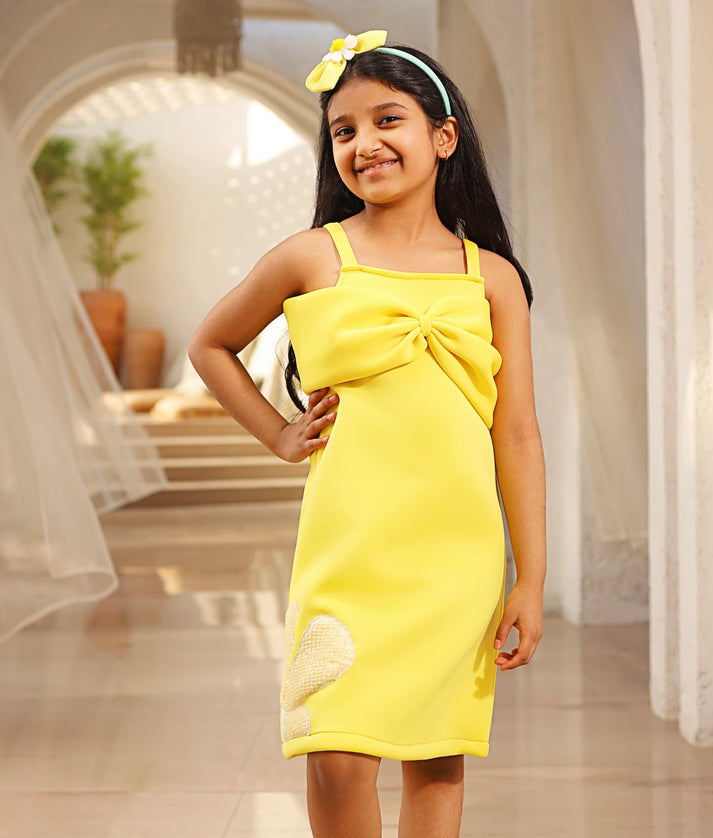 Buy Comfortable Yellow Neoprene Dress for Girls – FayonKids Buy Comfortable Yellow Neoprene Dress for Girls – FayonKids