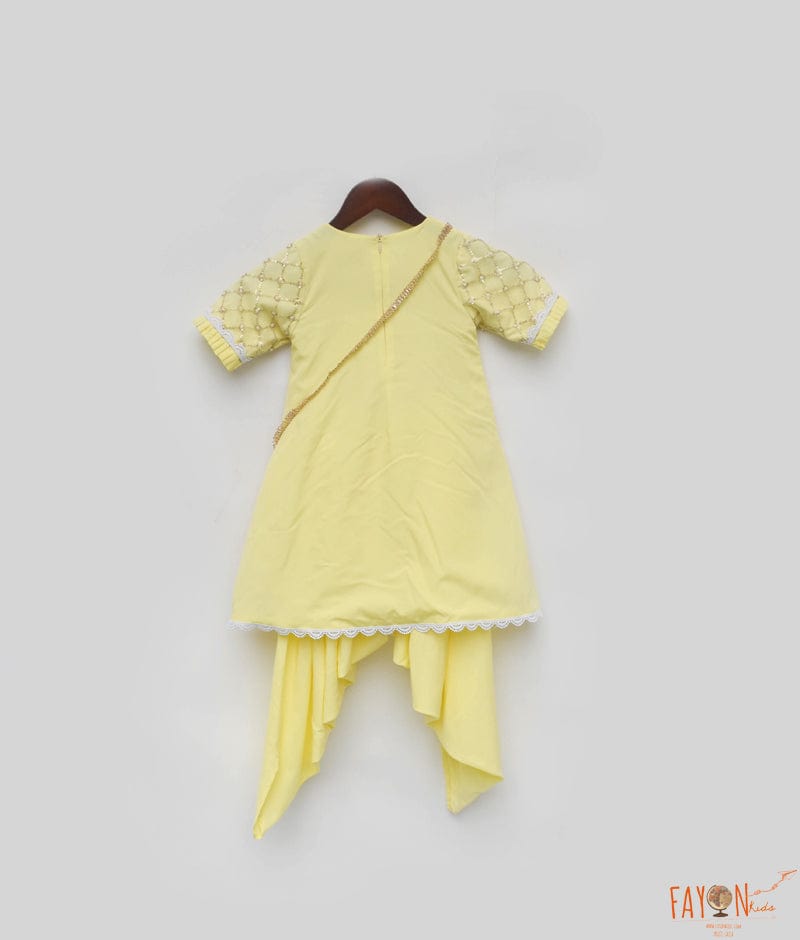 Manufactured by FAYON KIDS (Noida, U.P) Yellow Net Sequence Dhoti Set for Girls