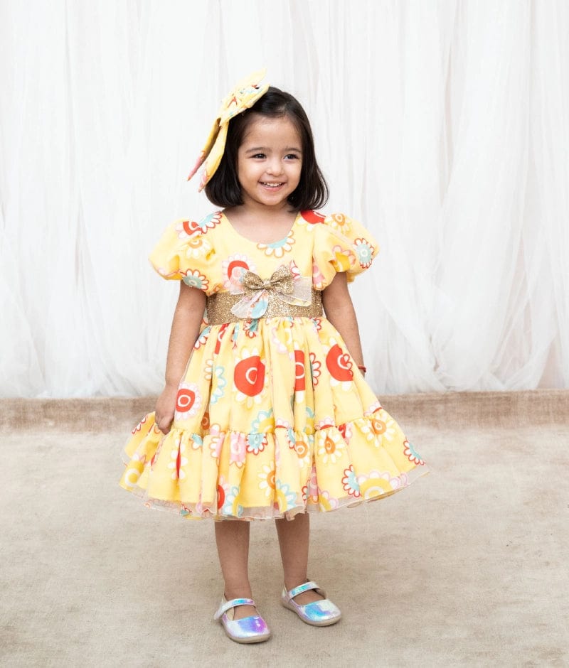 Manufactured by FAYON KIDS (Noida, U.P) Yellow Organza frock