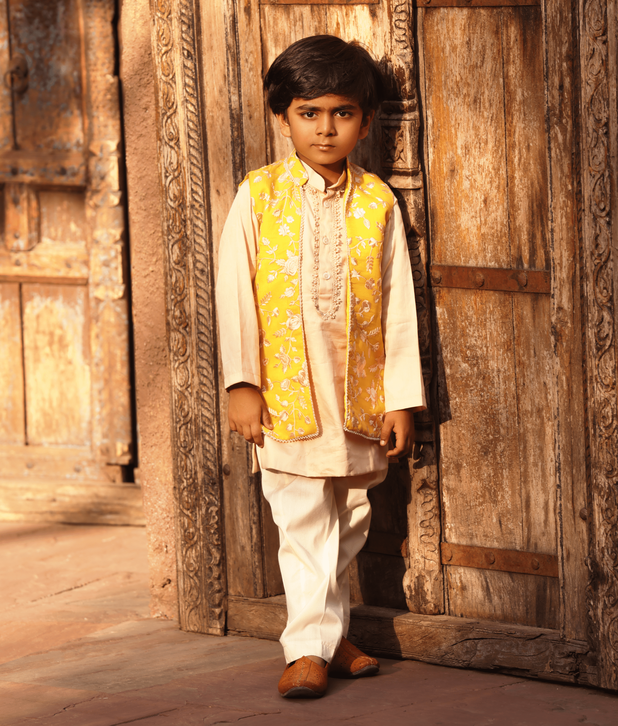 Completo Kurta Pigiama Bambino FOCIL | Abito Tradizionale Indiano In Cotone Per Festività