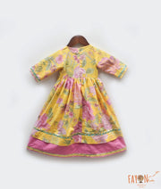 Yellow Printed Anarkali