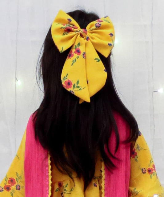 Manufactured by FAYON KIDS (Noida, U.P) Yellow Printed Bow Clip for Girls