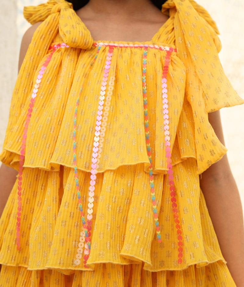Manufactured by FAYON KIDS (Noida, U.P) Yellow Printed Kurti & Plazzo Set