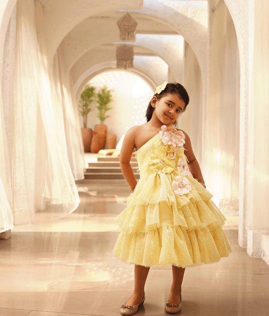 Manufactured by FAYON KIDS (Noida, U.P) Yellow Sequence Frock