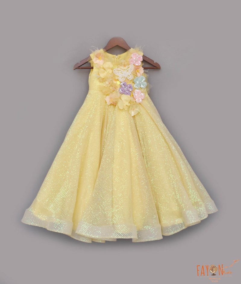 Manufactured by FAYON KIDS (Noida, U.P) Yellow Sequence Gown