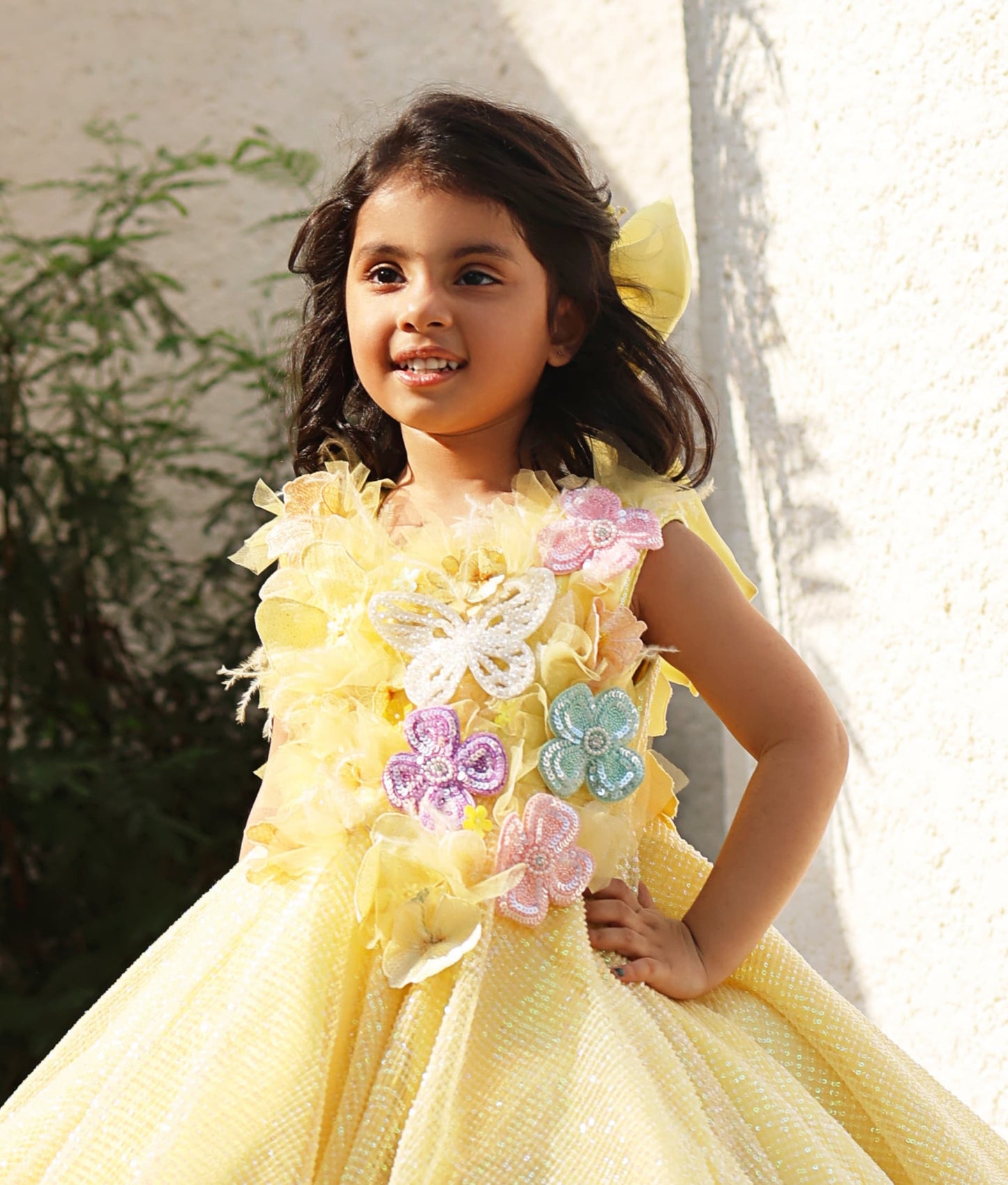 Manufactured by FAYON KIDS (Noida, U.P) Yellow Sequence Gown for Girls