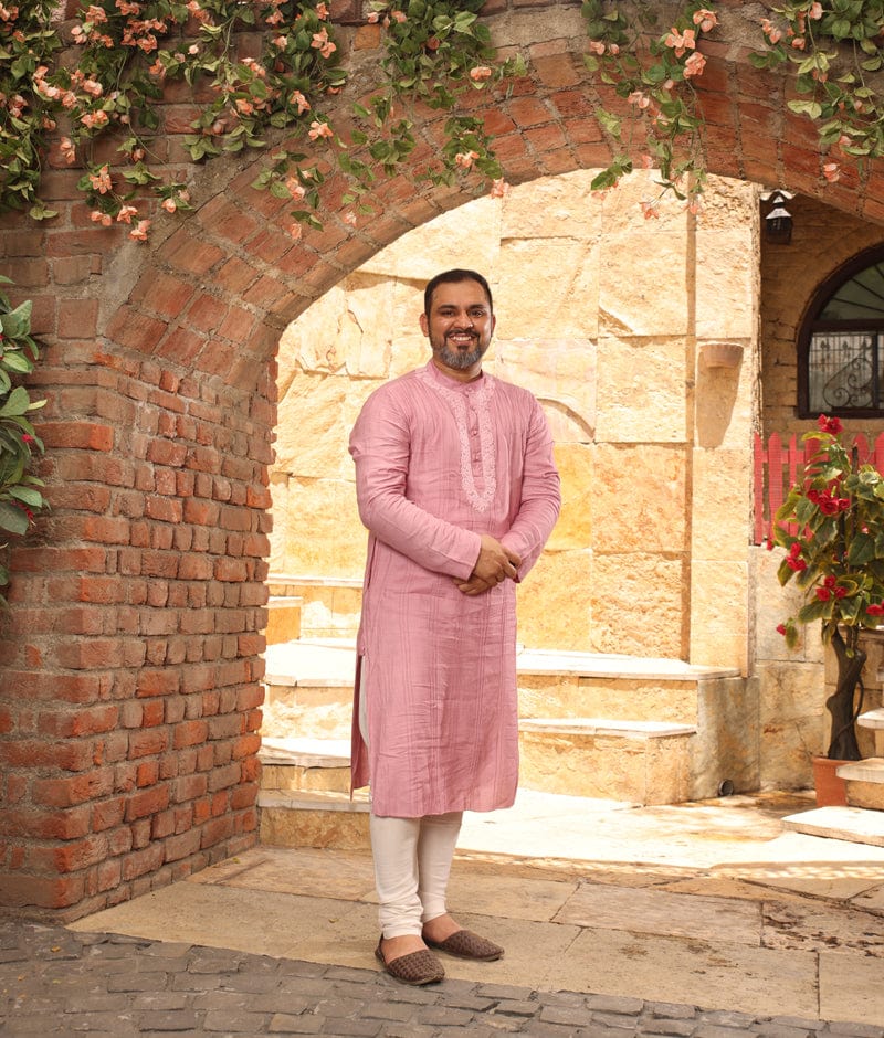 Manufactured by FayonKids Pink Silk Kurta Set