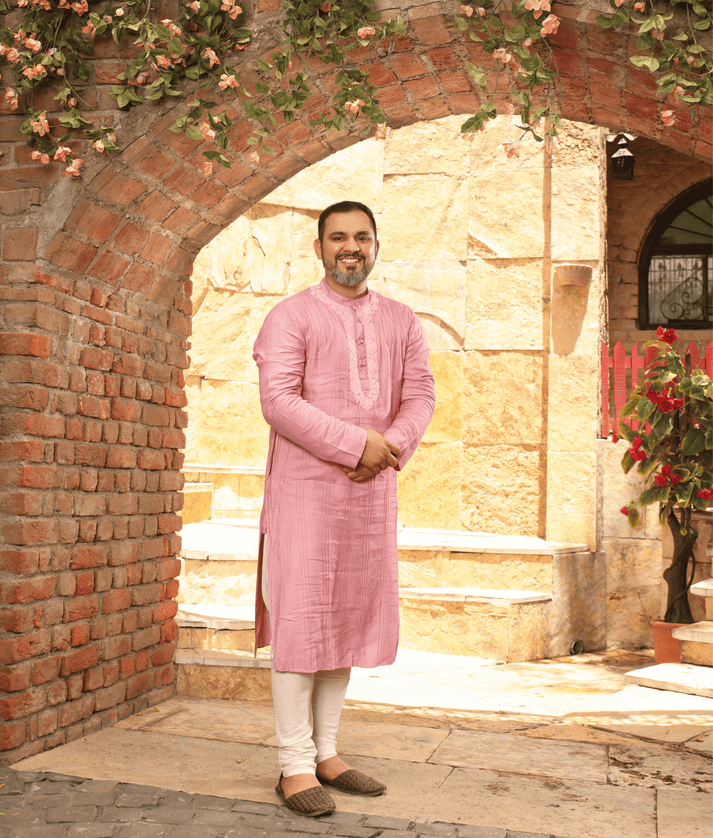 Manufactured by FayonKids Pink Silk Kurta Set