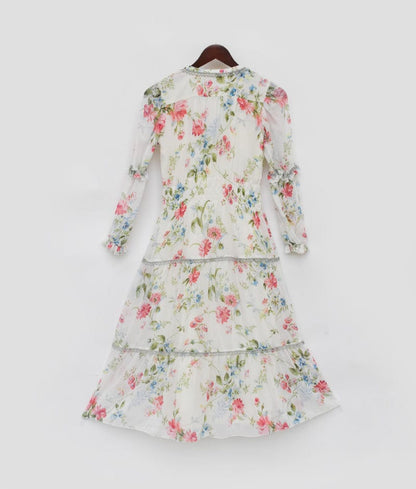 Manufactured by FayonKids White Floral Midi Dress