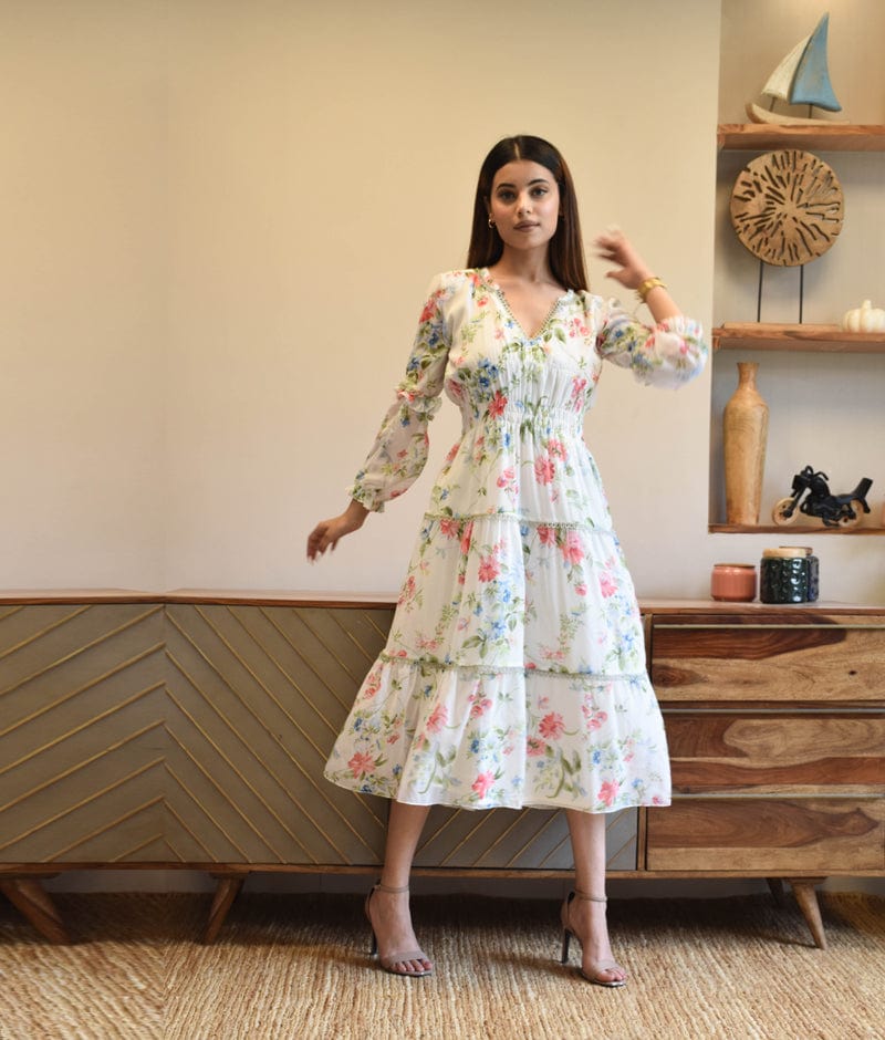 Buy Darlene Blue Floral Swing Dress Online in India - Etsy