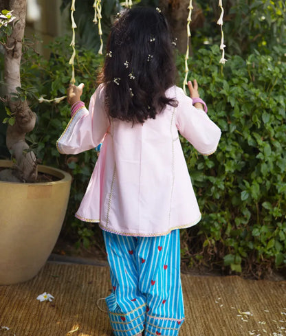 Pret Baby Pink Kurti with Hearts Printed Farshi Salwar