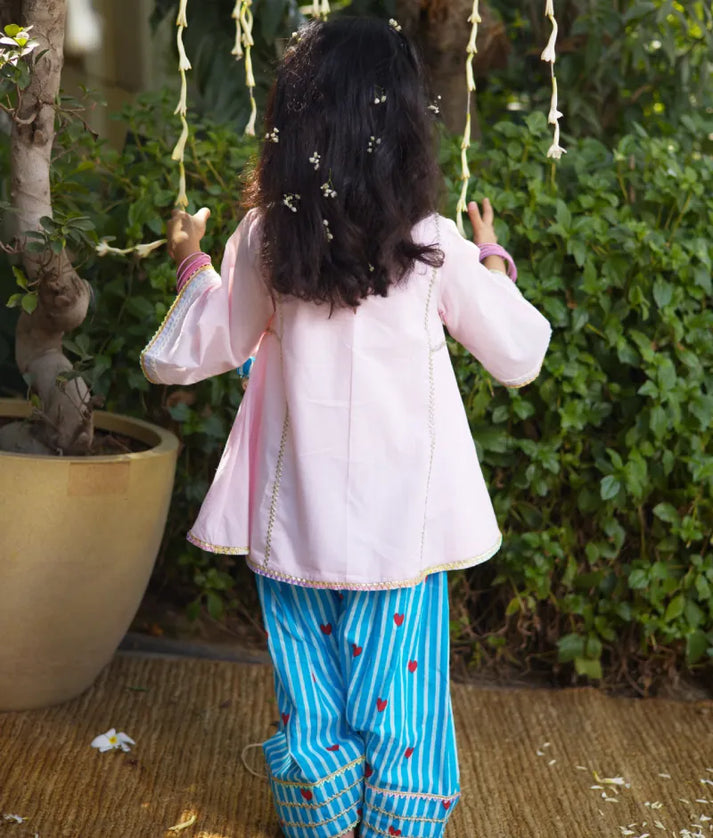 Pret Baby Pink Kurti with Hearts Printed Farshi Salwar