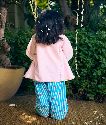 Pret Baby Pink Kurti with Hearts Printed Farshi Salwar