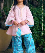 Pret Baby Pink Kurti with Hearts Printed Farshi Salwar