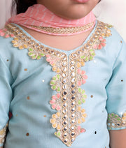 Pret Blue Faux Mukaish Work Kurti with Sharara