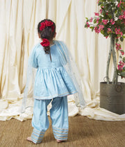 Pret Blue Gota tulip Kurti Set