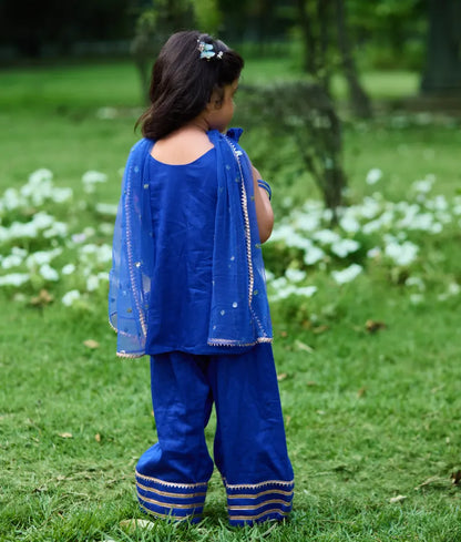 Pret Blue Gota tulip Kurti with Farshi Salwar