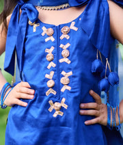 Pret Blue Gota tulip Kurti with Farshi Salwar