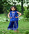 Blue Gota tulip Kurti with Farshi Salwar