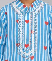 Pret Blue Hearts & Stripe Printed Kurta with Salwar
