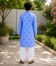 Pret Blue Hearts & Stripe Printed Kurta with Salwar