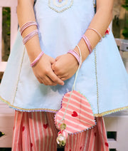 Pret Blue Kurti with Hearts Printed Farshi Salwar