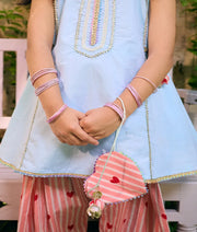 Pret Blue Kurti with Hearts Printed Farshi Salwar