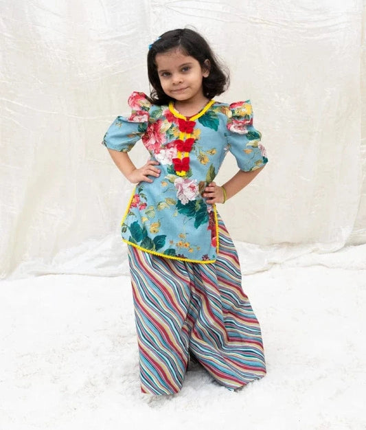 Pret Blue Printed Kurti with Plazo