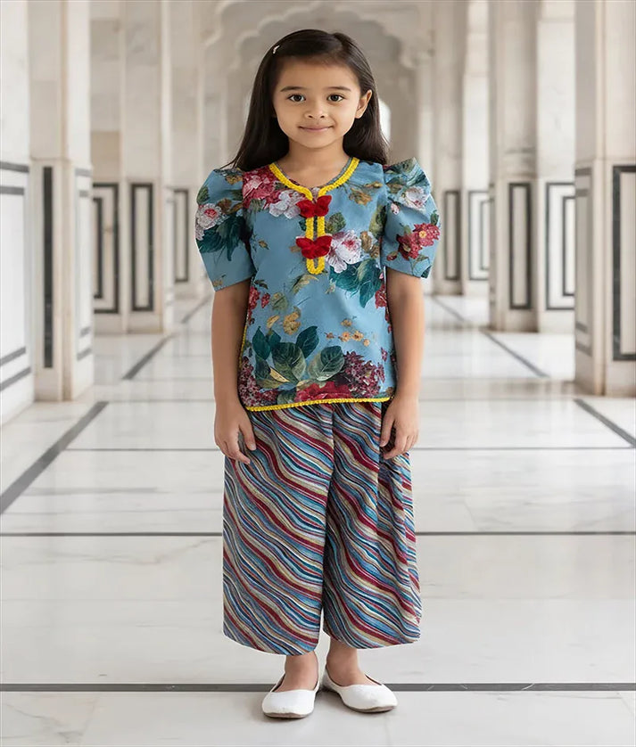 Pret Blue Printed Kurti with Plazo