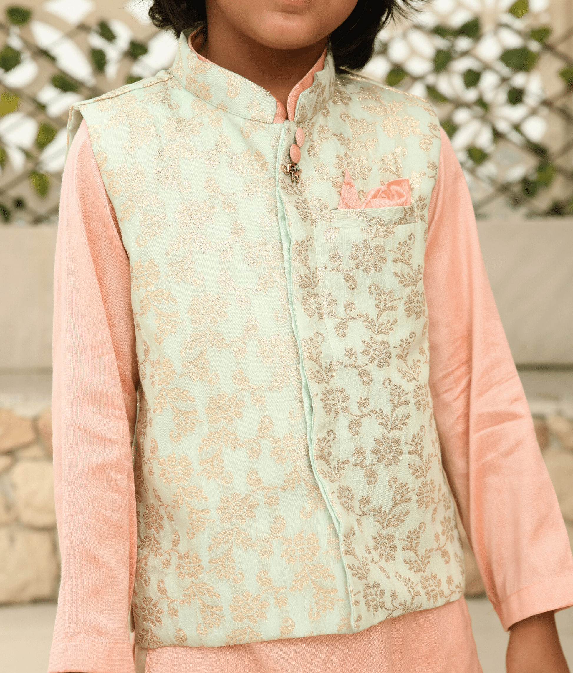 Pret Chanderi Brocade Jacket with Kurta and Pant for Boys
