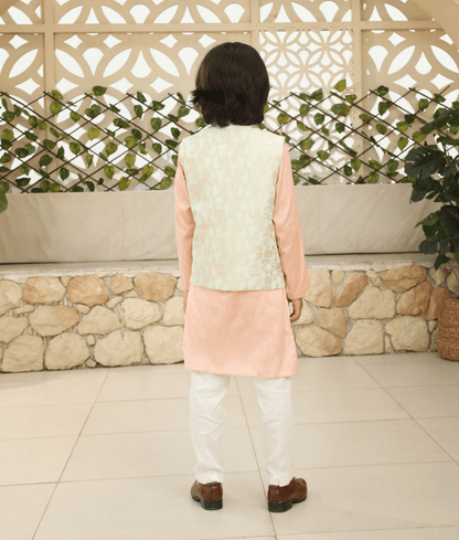 Pret Chanderi Brocade Jacket with Kurta and Pant for Boys