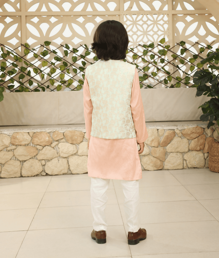 Pret Chanderi Brocade Jacket with Kurta and Pant for Boys