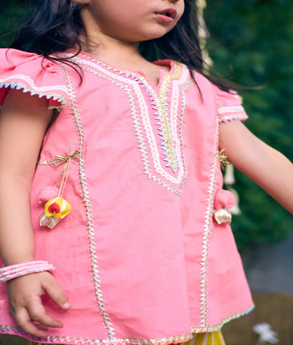 Pret Coral Kurti with Hearts Printed Farshi Salwar