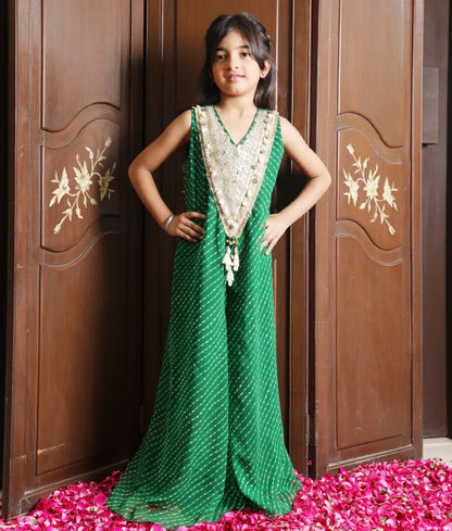 Green Bandhej Jumpsuit - Pret Green Bandhej Jumpsuit