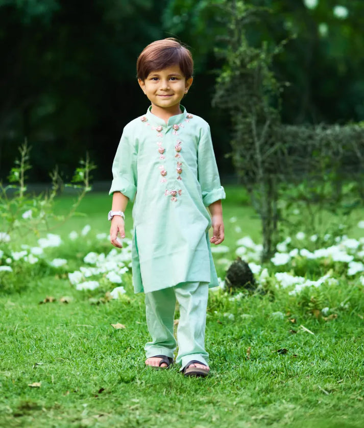 Pret Green Gota tulip Embroidered Kurta Set