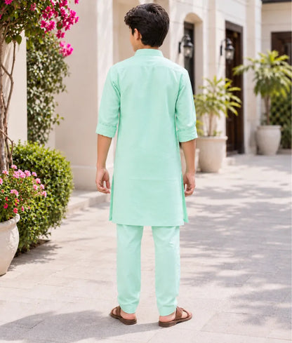 Green Gota tulip Embroidered Kurta Set - Pret Green Gota tulip Embroidered Kurta Set