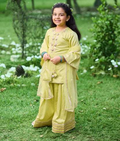 Pret Green Gota tulip Kurti with Farshi Salwar