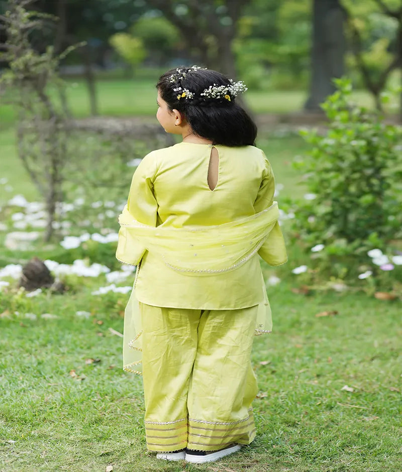 Pret Green Gota tulip Kurti with Farshi Salwar