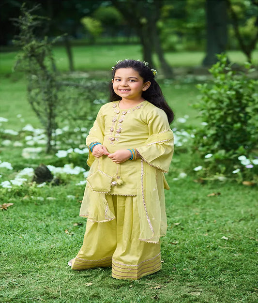 Pret Green Gota tulip Kurti with Farshi Salwar