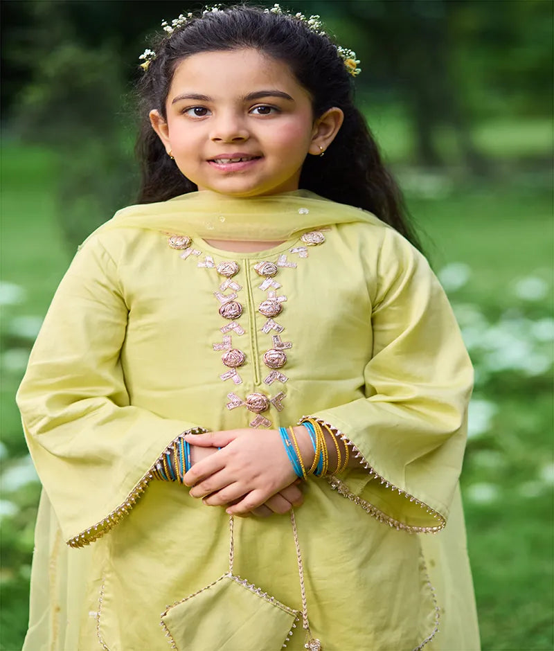 Pret Green Gota tulip Kurti with Farshi Salwar