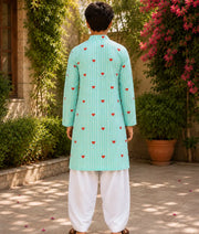 Pret Green Hearts & Stripe Printed Kurta with Salwar