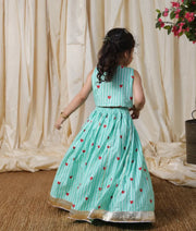 Pret Green Hearts & Stripe Printed Lehenga Set