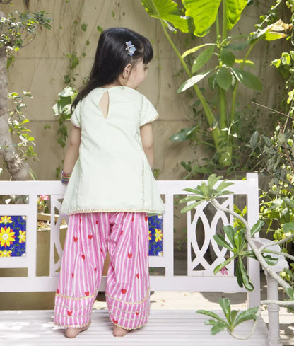 Pret Green Kurti with Hearts Printed Farshi Salwar